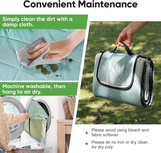 Picnic Blanket Waterproof Extra Large 79”x79” 210D Oxford Outdoor Blanket for Grass Portable Sand Proof Beach Blanket for 6-8 Adults, Morning Forest