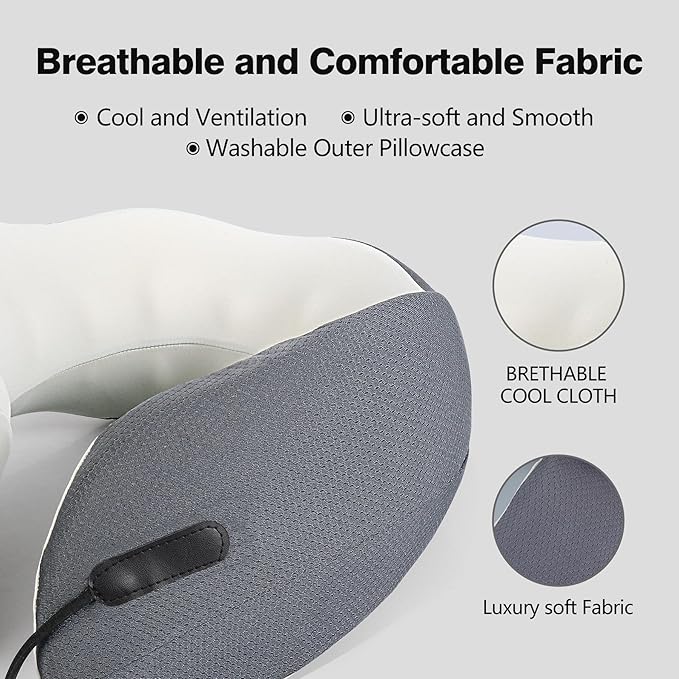 RESTCLOUD Plane Neck Pillow, Travel Neck Pillow for Sleeping on Airplanes, Flight and Car with All-Rounded Neck Support (Large)