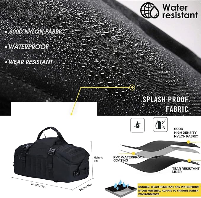 Gym Bag Duffle Bags Backpack Travel Duffle Bag with Weekend Overnight Bag for Outdoor Tactical Sports Travel Camping Hunting