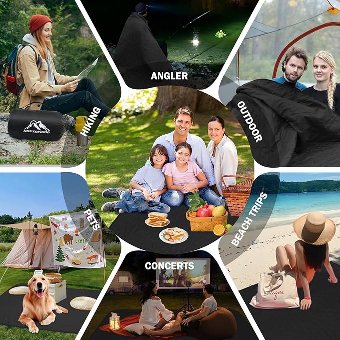 Outdoor Waterproof Camping Blanket, Foldable Fleece Stadium Blanket for Outdoor Sports Event, Camping, Picnics