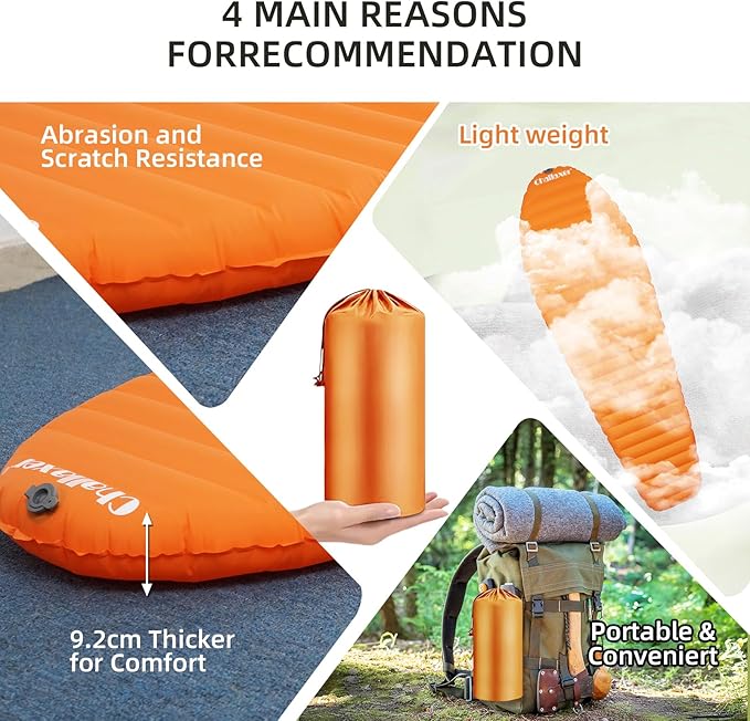 Ultralight Sleeping Pad for Camping, 74.8"x23.2" Camping Mat with Pump Sack Inflatable Sleeping Pads Compact for Camping Backpacking Hiking Traveling Tent