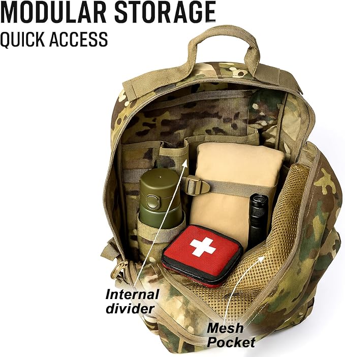 MT Military Rucksack Style Assault Pack Compatible with FILBE System – Tactical MOLLE Backpack for Outdoor Hiking Camping Hunting – Modular 30L Capacity Multi-terrian
