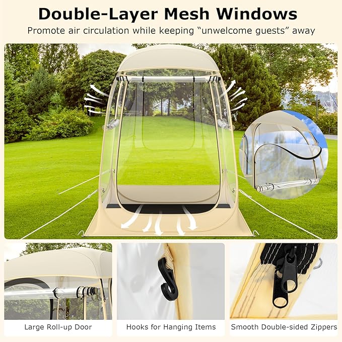 Goplus Sports Tent, Instant Pop up Weatherproof Shelter, Portable & Foldable Outdoor Clear View Bubble Tent w/Carrying Bag, Floor Mat, Watch Sports Events Camping