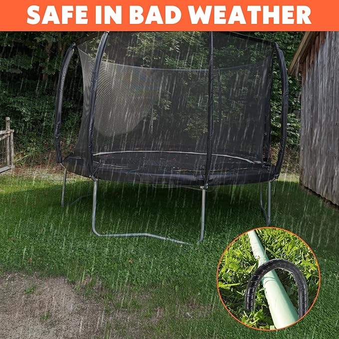 10 Pack Heavy Duty Trampoline Anchors, Black Wind Stakes 12x3cm Metal Ground Stakes for Swing Set, Tent, Outdoor Safety