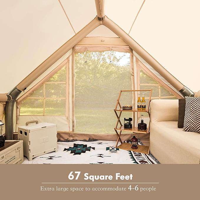 YOLENY 2/4/6 Person Inflatable Tents for Camping, Quick Setup in 2 Minutes with Hand Pump, Oxford Blow Up Tent with Skylight & Canopy, Spacious Cabin Tent for Family Camping & Hiking