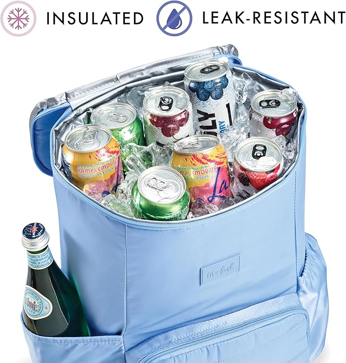 Fit & Fresh Insulated Backpack Soft Cooler – Leak-Resistant Beach & Travel Bag for Women, 24 Can Capacity Picnic & Cooler Bag