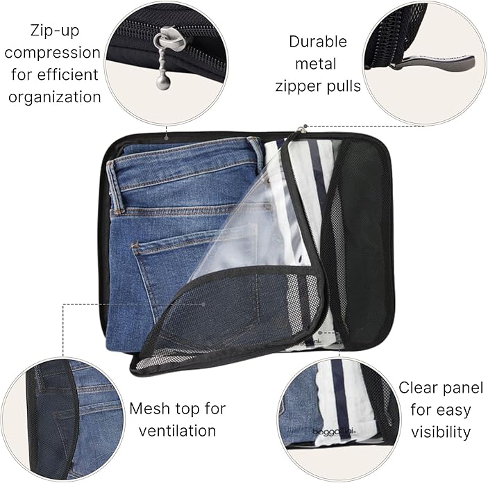 Baggallini Compression Cube 4-piece set - Lightweight Compression Packing Cubes for Travel