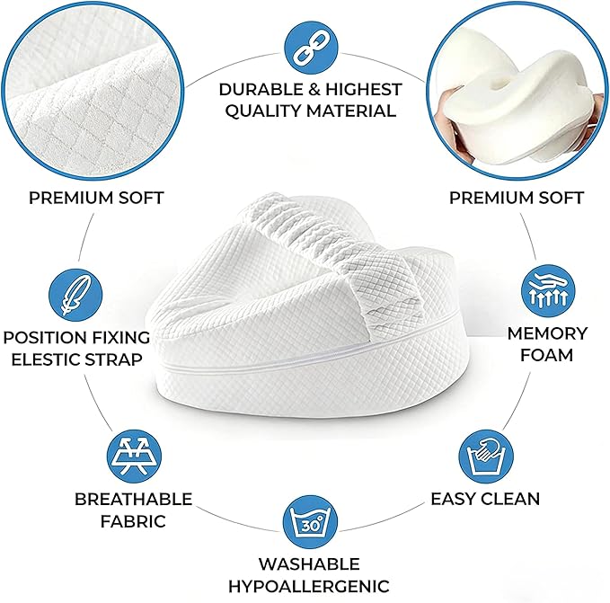 Nourial Knee Alignment Pillow, Knee Pillow for Side Sleepers, Leg Pillows for Sleeping, Knee Cushion for Sleeping,Suitable for Relieving Leg, Back, Knee Pain (Grey)
