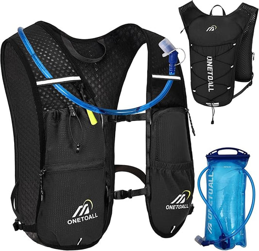 Running Vest for Women & Men, 6L Hydration Backpack with 2L Water Bladder, Lightweight Water Backpack for Trail Running, Marathon, Hiking, Cycling, Jogging, Adjustable Fit