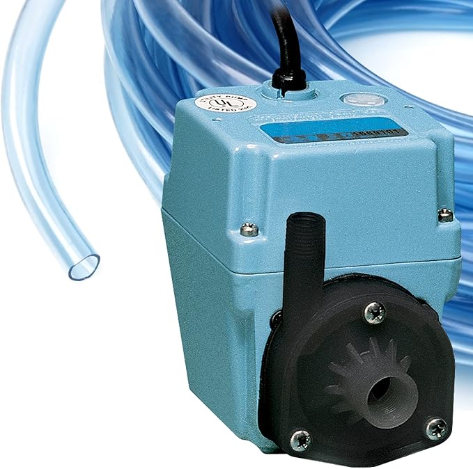 Little Giant 2E-38NY 230 Volt, 300 GPH, 1/40 HP, Manual In-line/Submersible Small Oil-filled Aluminum Pump with 12-ft. Cord (Plug-less), Blue, 502216