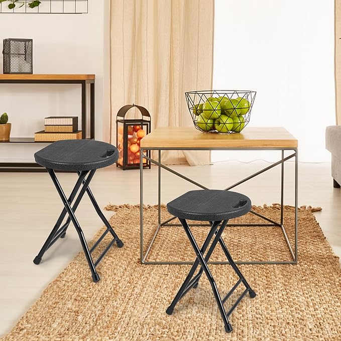 Folding Stool with Handle, Folding Chair,Folding Bar Stool with Non-Slip Feet,Indoor and Outdoor Foldable Stool for Adults(13"×11.5"×18")