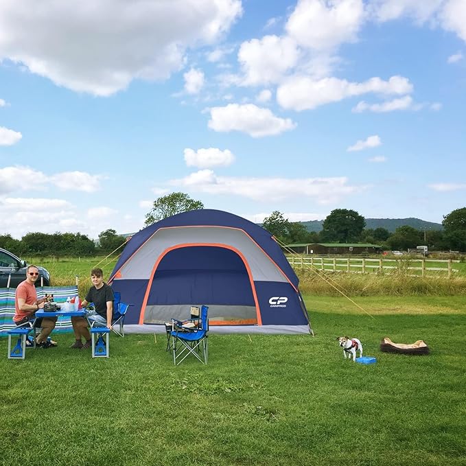 Tents for Camping 6 Person Tent Waterproof Windproof Double Layer Family Camping Tent, Easy Setup Dome Tent with Large Mesh Windows & Wider Door for Outdoor Camping & Hiking