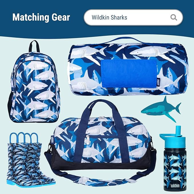 Wildkin Kids Ice Packs (4 Packs) for Boys & Girls, Perfect for Daycare & Preschool Slim & Reusable Ice Packs, Keep Lunches Fresh & Cool for School & Travel, Portable Ice Packs for Kids (Shark)