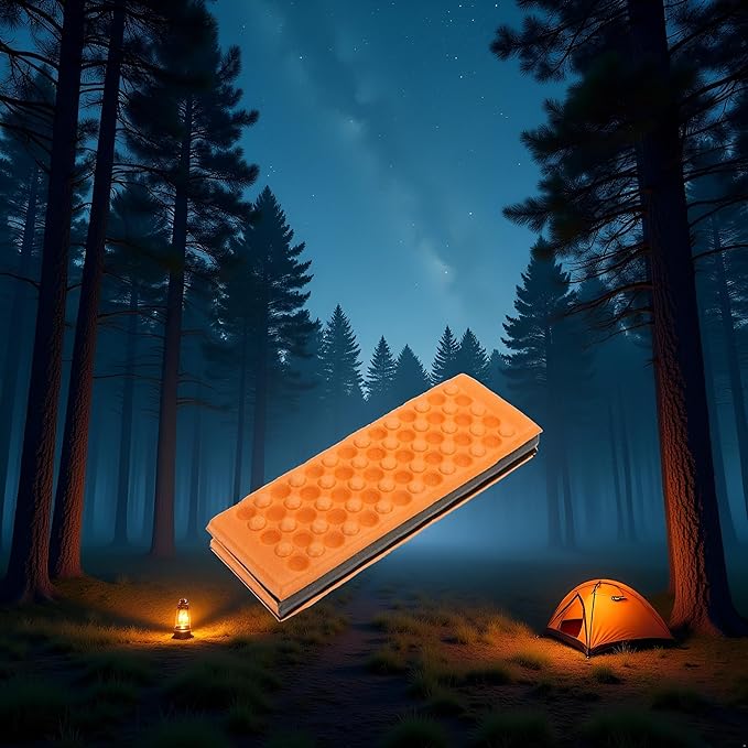 Orange Foldable Portable Outdoor Camping Hiking Picnic Waterproof Foam Cushion Pad Foam Sleeping Mats for Camping, Camping Mattress Sleeping Bags and Camp Bedding