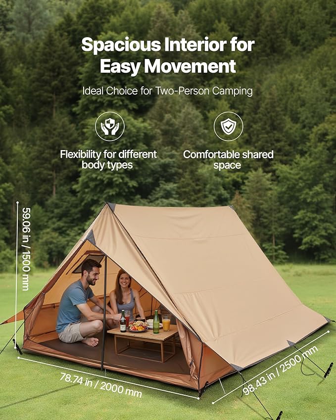 VEVOR Hot Tent, Camping Tipi Hot Tents with Stove Jack, Portable Winter Camping Tents with Snow Skirt, Easy Setup, Waterproof 4 Season Shelter Tents for Fishing Backpacking