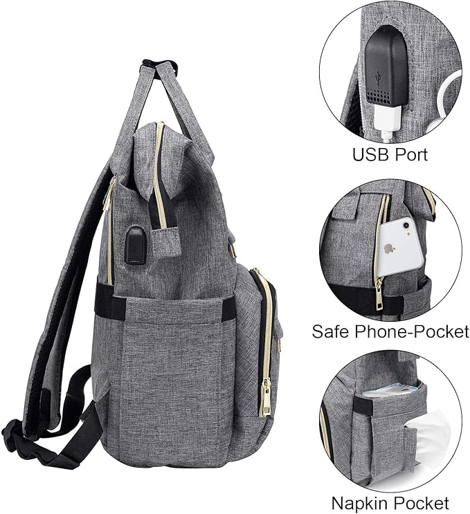 LOVEVOOK Nurse Backpack Laptop Backpack for Women with Stethoscope Case & USB Charging Port Anti Theft Travel Backpacks Doctor Bag Fits 15.6 Inch Laptop and Notebook,Grey