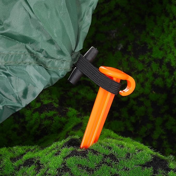 Vicenpal 24 Pcs 7 Inch Plastic Yard Stakes Inflatables Heavy Duty Plastic Garden Stakes for Tent Ground Replacement Outdoor Fence Lawn Pegs Landscape Staples Halloween Christmas Decorations (Orange)