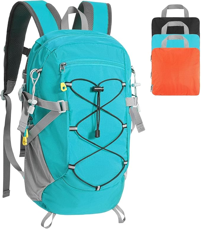20L Hiking Backpack Lightweight Packable Hiking Daypack, Foldable Small Travel Outdoor Camping Shoulder Bag with Wet Dry Separation (Blue)