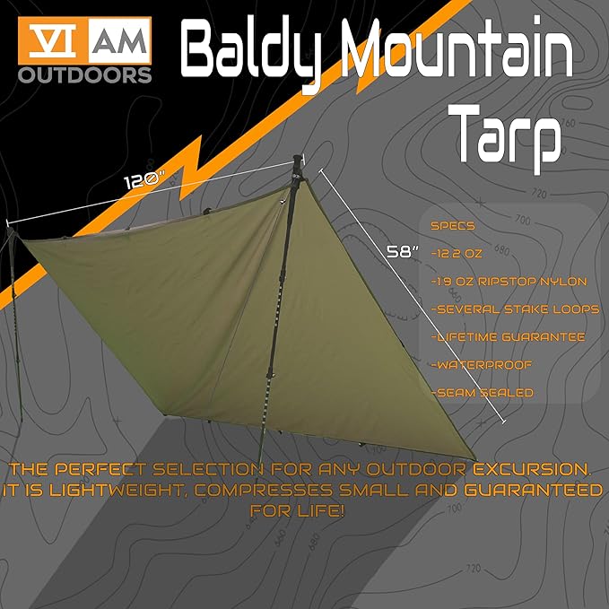 VIAM Outdoors | Baldy Ultralight 1.9 oz Tarp | Tan