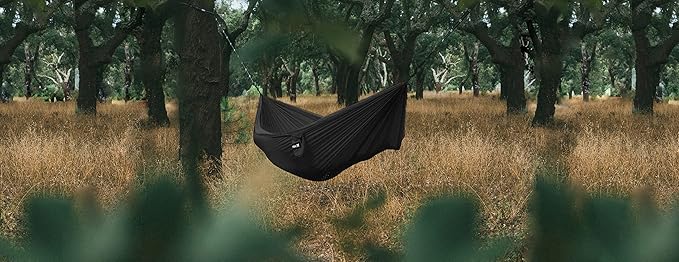 Hurley Duo Camping Hammock - 2 Person Portable Hammock for Camping, Heavy Duty Hammock, Parachute Nylon Fabric - Camping Accessories for Outdoor Activity - Holds 400lbs, Harvest Pumpkin, 118 x 79