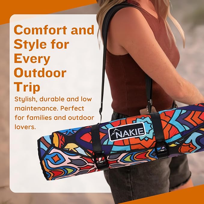 Nakie Picnic Blanket - Extra Large, Waterproof, Machine Washable, Easy Storage. Perfect for Camping, Picnics & Outdoor, Children by The Beach or Playing with Dog, 2m x 2m cm (Holiday Dreams)