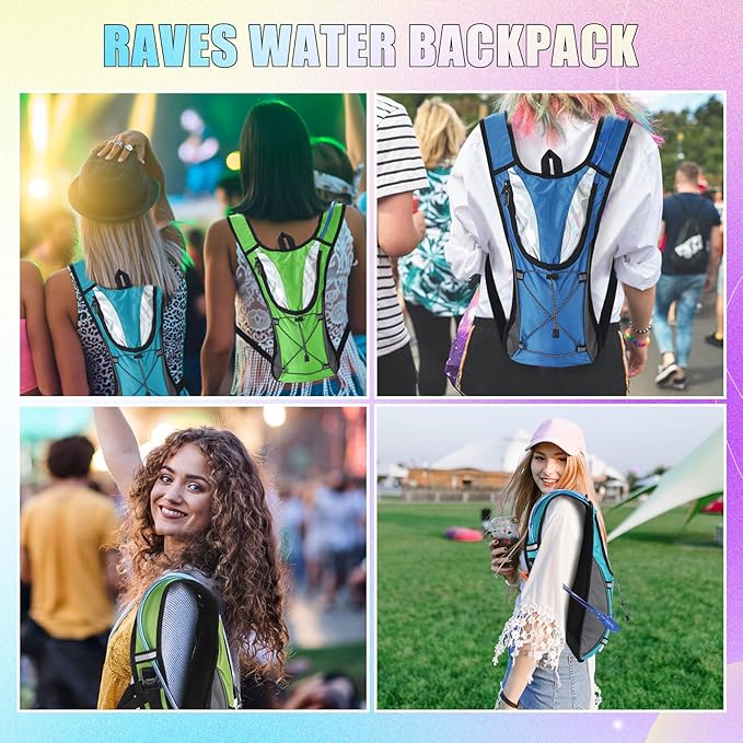 Chunful 4 Water Backpack Running Hydration Pack with 2L Hiking Water Bladder Pack for Musical Festival Essential Women Men Running Cycling Climbing Hiking, 4 Color