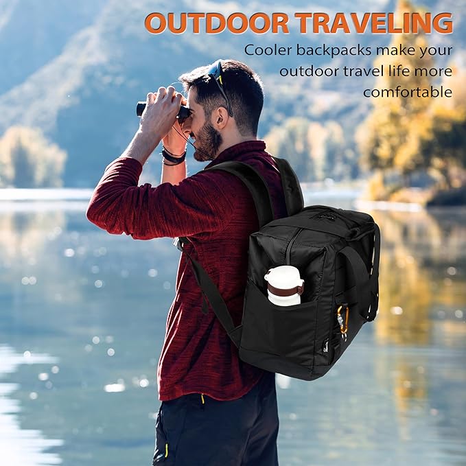 36 Cans Backpack Cooler, Leakproof Collapsible Soft Camping Insulated Cooler Bag, Waterproof Durable Cooler Backpack for Travel, Camping