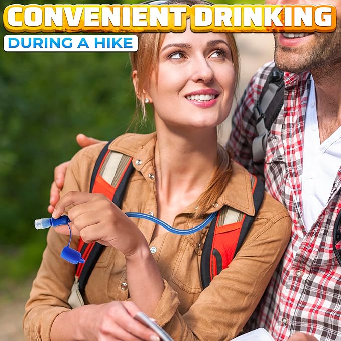 Water Bladder for Hiking Backpack – 1L/1.5L TPU Material Hydration Bladder with Readable Markup, Large Opening Lid, Mouthpiece Cap & Easy Tube Connection – Water Pouch for Backpac , Camping Trips