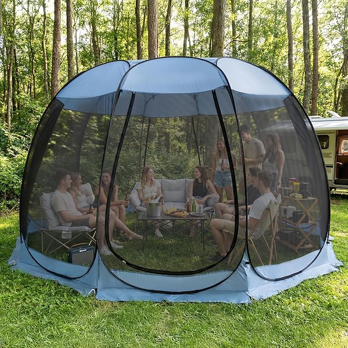 Alvantor® Pop Up Screen House Gazebo, Portable Mosquito Net Tent, UV Protected Sun Shelter for Patio, Backyard & Camping, Instant Setup for 2-10 People