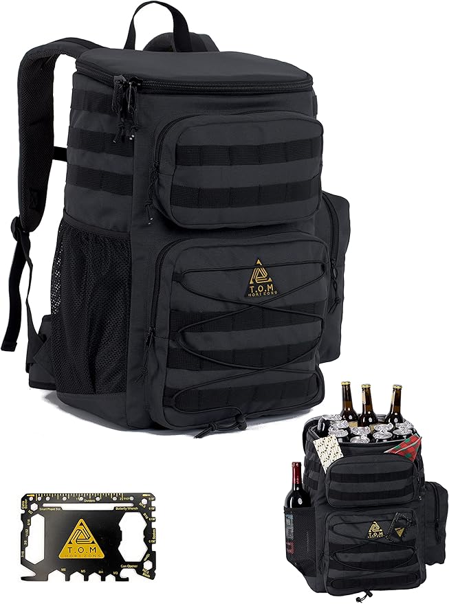 Cooler Backpack, Tactical, Insulated. Heavy Duty, Extra Large, Leak Proof for Hiking, Camping, Beach. Bonus, Credit Card Multi Tool Included