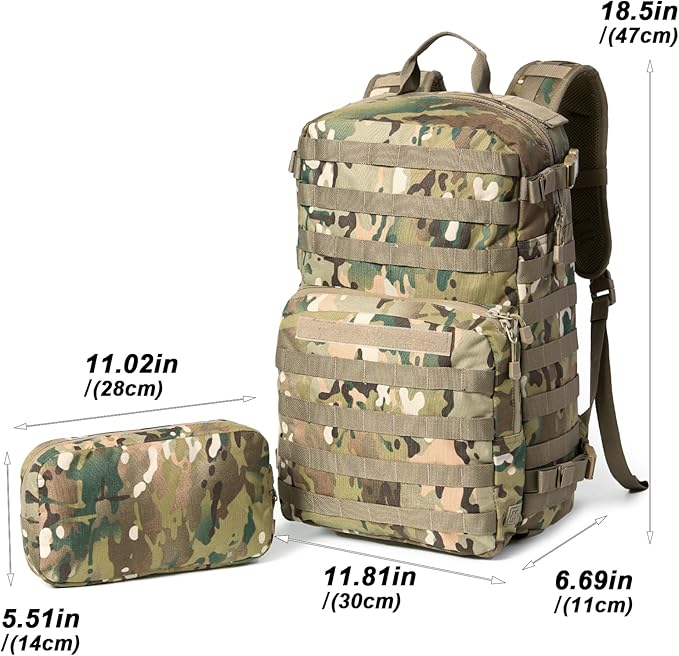 MT Military Rucksack Style Assault Pack Compatible with FILBE System – Tactical MOLLE Backpack for Outdoor Hiking Camping Hunting – Modular 30L Capacity Multi-terrian