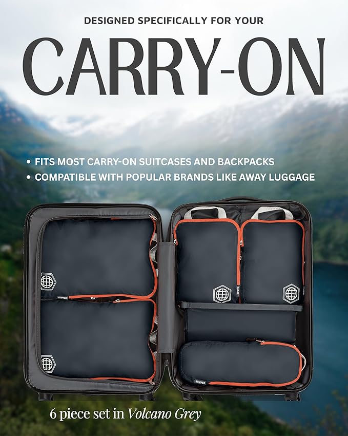 Compression Packing Cubes Set for Carryon Suitcases- Lightweight, Durable Clothes Organizer