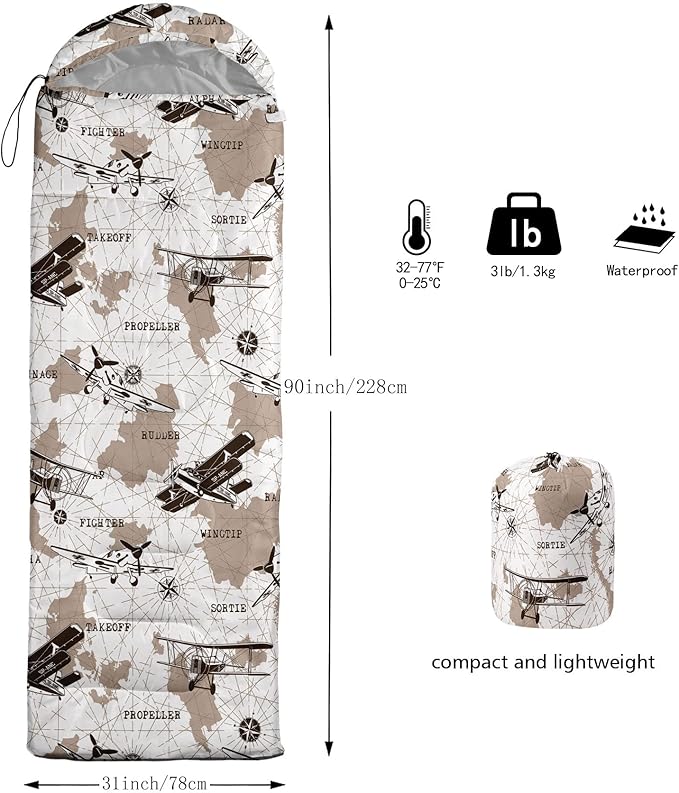 Kids Sleeping Bag for Boys and Girls,Monster Alien Print-Lightweight Warm Portable Outdoor Indoor-Waterproof Cold Weather Resistant Sleeping Bag for Camping Hiking