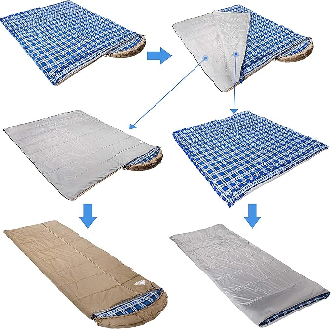 AGEMORE 0 Degree Canvas Sleeping Bag for Adults, Cotton Flannel Sleeping Bag for Winter Camping, Fishing, Hunting or Traveling, Durable Cotton Canvas Shell and Removable Flannel Liner