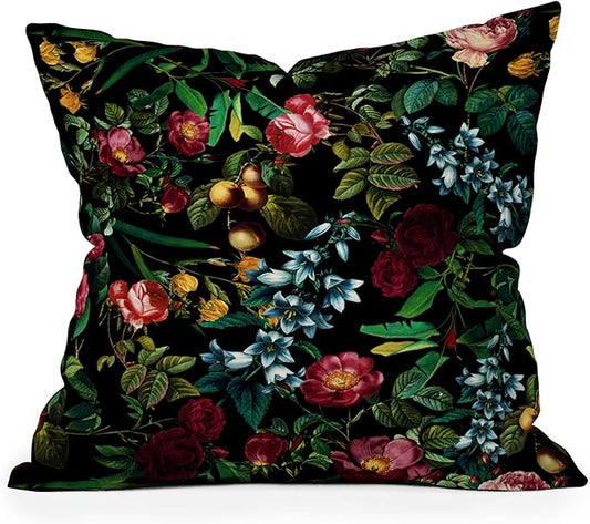 Society6 Throw Pillows with Pillow Insert - Home Decor by Burcu Korkmazyurek - Decorative Accent Pillows for Couch or Bed, 20” x 20”, Floral Jungle