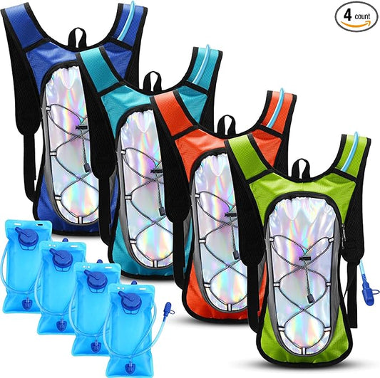 Chunful 4 Water Backpack Running Hydration Pack with 2L Hiking Water Bladder Pack for Musical Festival Essential Women Men Running Cycling Climbing Hiking, 4 Color