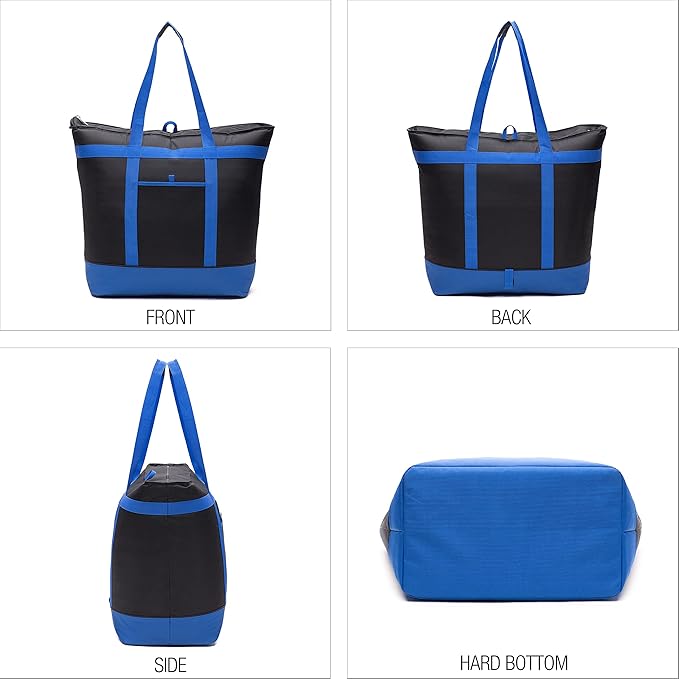 Extra Large Insulated Cooler Bag with Hard Board Bottom. Heavy Duty Materials, Thick Insulation, Large Sturdy Zipper. for Shopping, Grocery, Pizza Delivery, Family Events.