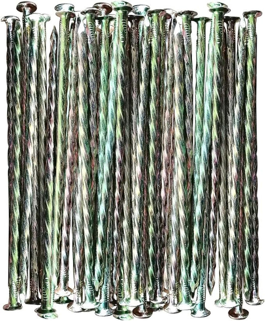 Artificial Turf Stakes Galvanized Metal Spiral Landscape Spikes for Fake Landscaping Grass, 35 Count, Outdoor, Heavy-Duty, Rust Resistant Security, 6-Inch Long,Anchoring Spikes