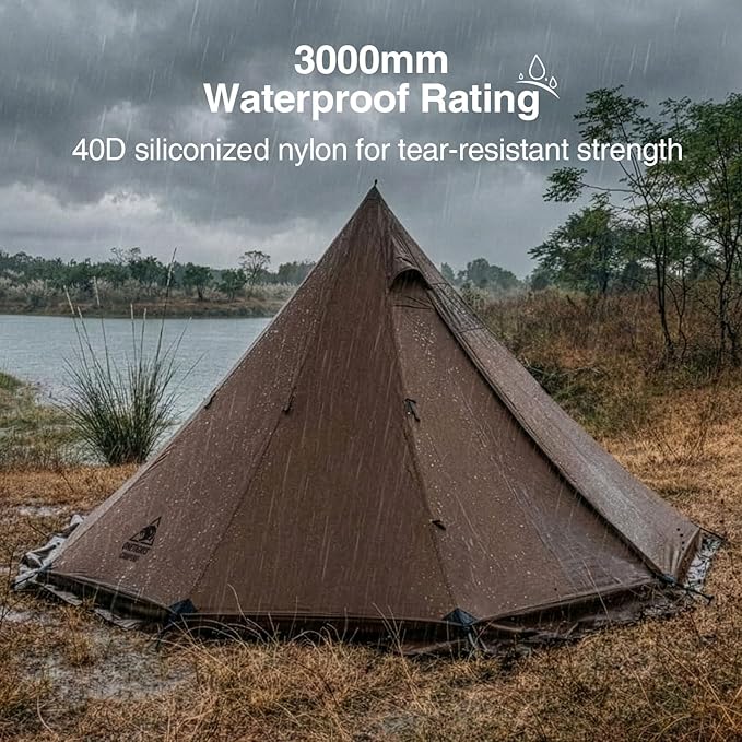 OneTigris Northgaze 2.0 Hot Tent with Stove Jack - 2-Person Ultralight Tent, 6.2lbs with 2 Doors, Waterproof & Wind-Resistant for 4-Season Camping, Backpacking, and Hunting