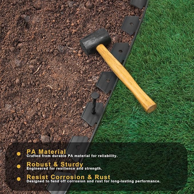 200 Pack 8 Inch Plastic Landscape Edging Anchoring Stakes Garden Lawn Yard Spikes Landscaping Stakes for Paver Edging, Weed Barrier, Tent, Artificial Turf