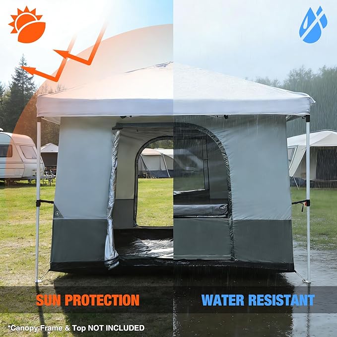 REDCAMP Canopy Camping Tent for Pop Up Canopy Tent, Inner Tent Converts Straight Leg 10'x10' or 10'x20' Canopy into Camping Tent, Fits 4-6 Person(Frame/Shelter NOT Included)