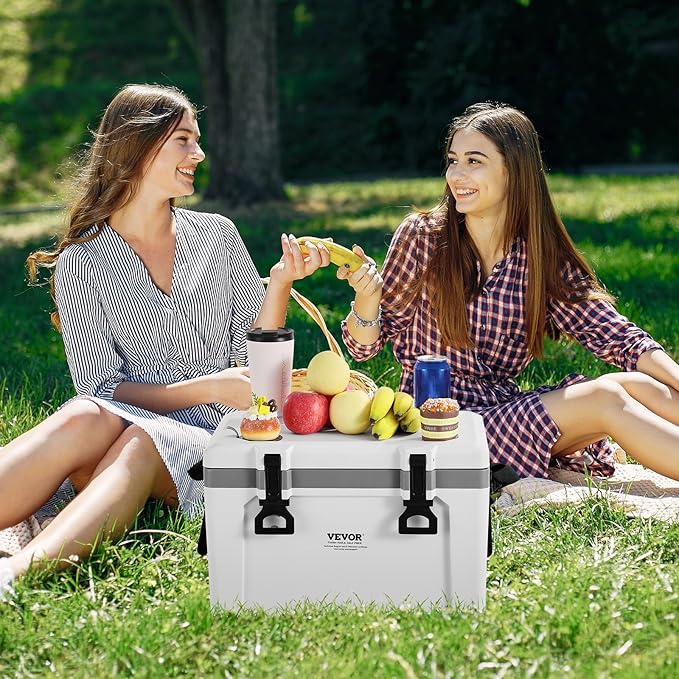 VEVOR Portable Cooler,Hard Cooler with Ice Retention, Heavy-Duty Handles and Strap, Lightweight Rigid Material Insulated Portable Cooler, Suitable for Family Picnics and Short Trips