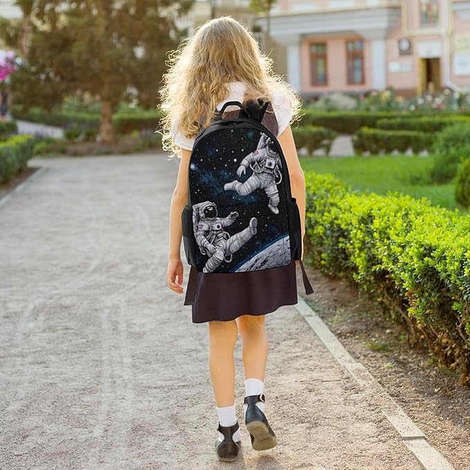 Daypack Bookbag Multipurpose Anti-Theft Big Capacity Carry On Bag, Astronaut Space Art Travel Hiking Camping Rucksack With Padded Straps