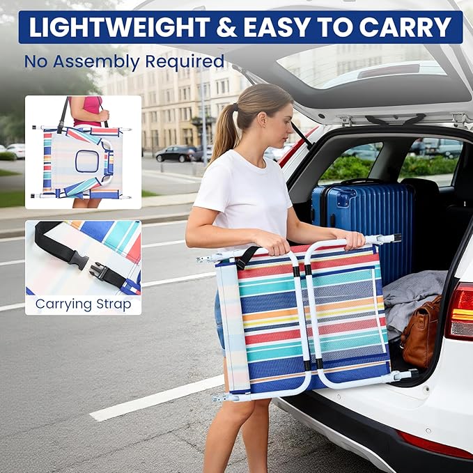 LILYPELLE Portable Folding Camping Cot, Adjustable 5-Position Face Down Folding Chaise Lounge Chairs, Outdoor Portable Folding Bed Sleeping Cot for Camping, Pool, Beach, Patio