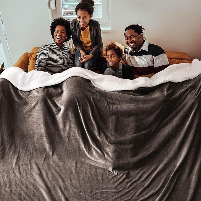 Bedsure GentleSoft Sherpa Fleece Oversized Cal King Blankets for Bed - Thick and Warm, Soft Fuzzy Plush Large Blanket for Winter, Brown, 112x98 Inches