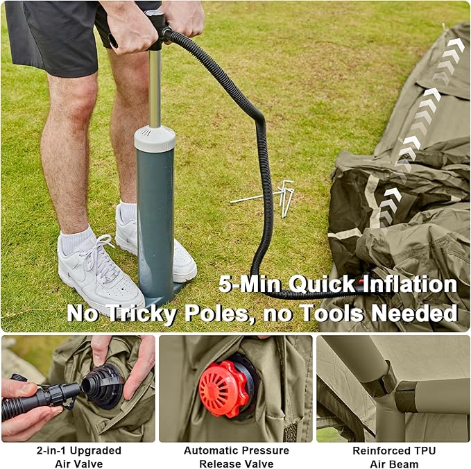Inflatable Tents for Camping,Easy Blow Up Tent with Hand Pump,4 Seasons Waterproof Air Inflatable Camping Tent House for Family Weekend Camping