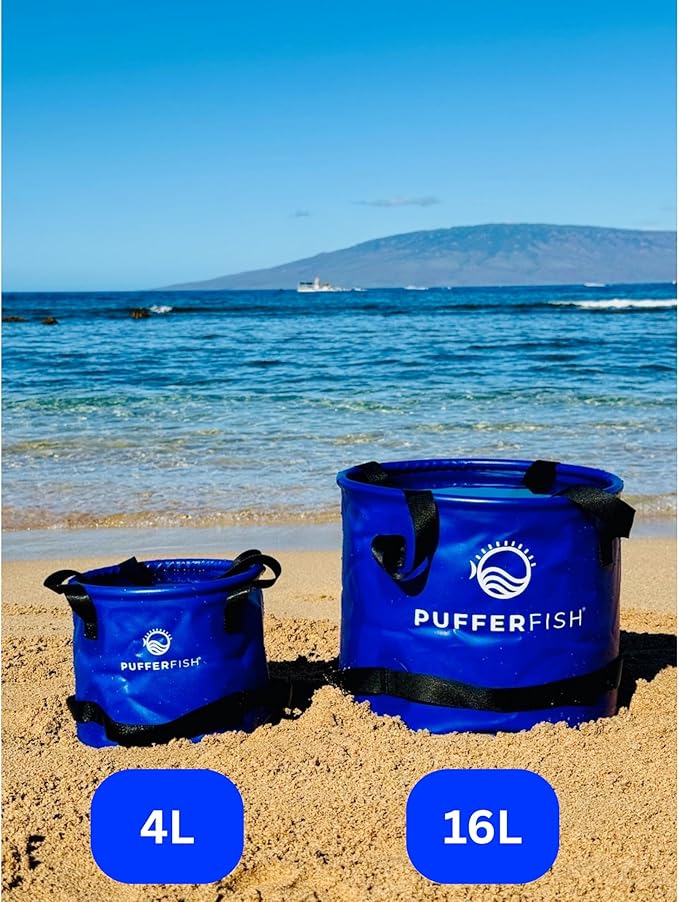 PUFFERFISH Better Bucket - Foldable Water Bucket for Sand Castles - Made from Recycled Plastic - Build Sand Castles with Ease (4L)