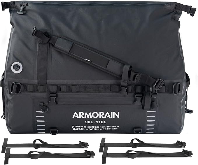 90L-110L large Capacity Airtight Waterproof Travel Dry Bag,Equipped with Durable Inflatable Shoulder Straps and Handles Suitable for Diving Equipment Motorcycles Rowing Kayaking Camping
