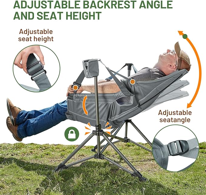 TIMBER RIDGE Hammock Camping Chair, Oversized Swinging Chair with Adjustable Back and Seat Height, Portable Folding Rocking Camping Chair for Outdoor Lawn, Backyard and Patio, Supports 400lbs