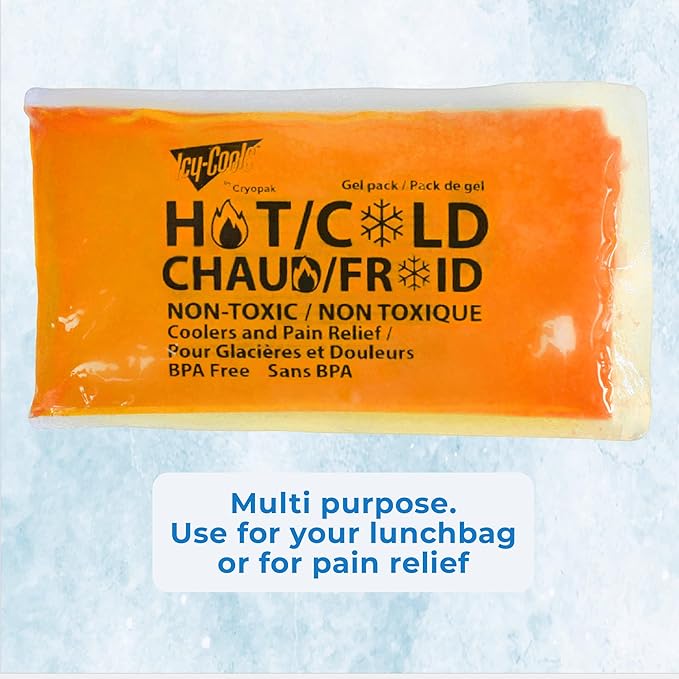 ICY-COOLS 3 Pack Reusable Hot or Cold Gel Ice Packs for Injuries, Multipurpose Ice Packs for Lunch Boxes, Long-Lasting Cold Therapy for Pain Relief, 4 x 8 Inches (Orange)
